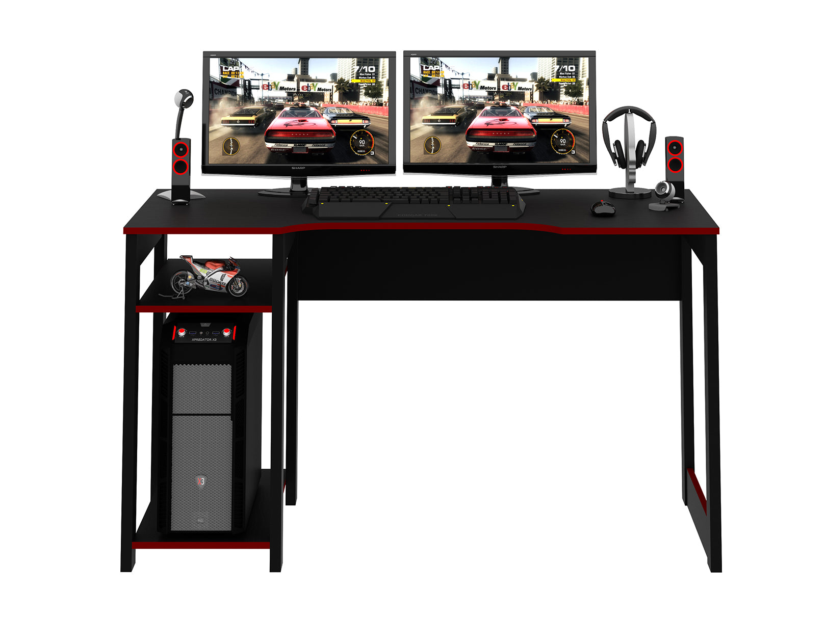 Mueble Escritorio/Mesa Gamer Negro/Rojo