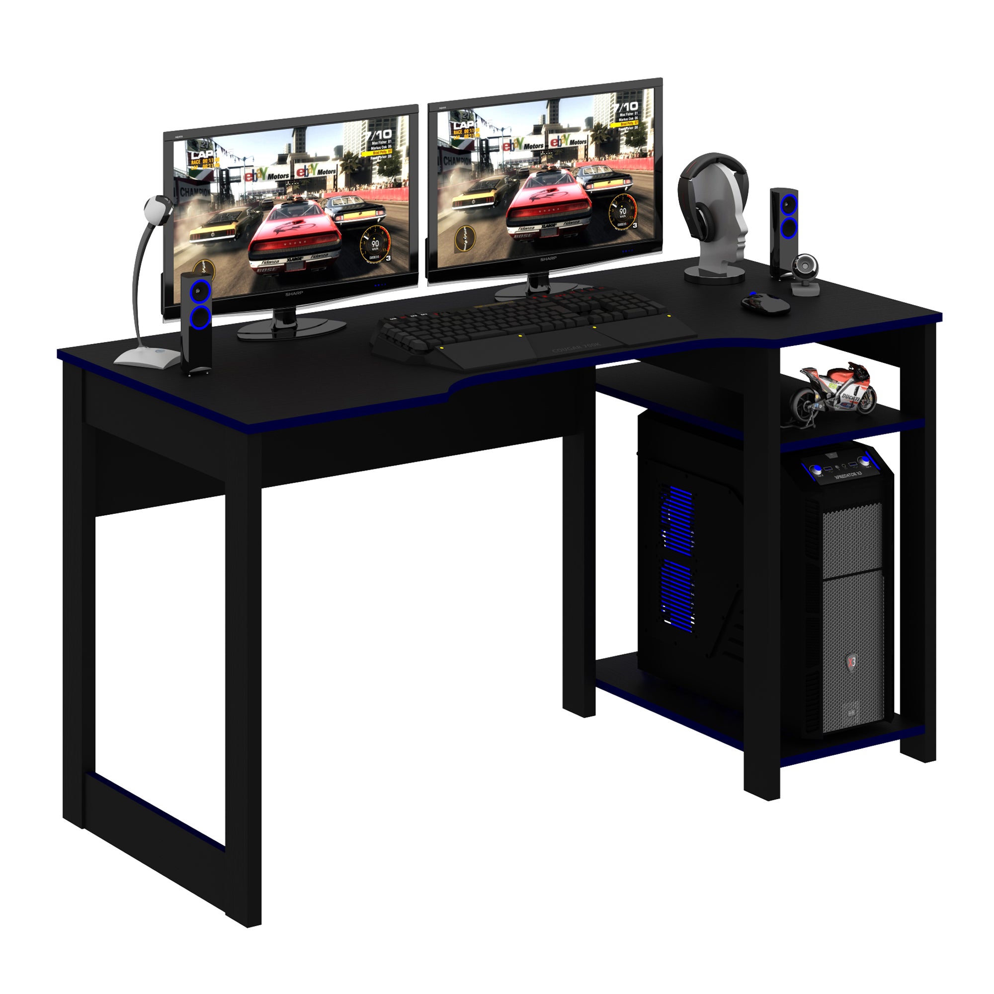 Mueble Escritorio/Mesa Gamer Negro/Azul