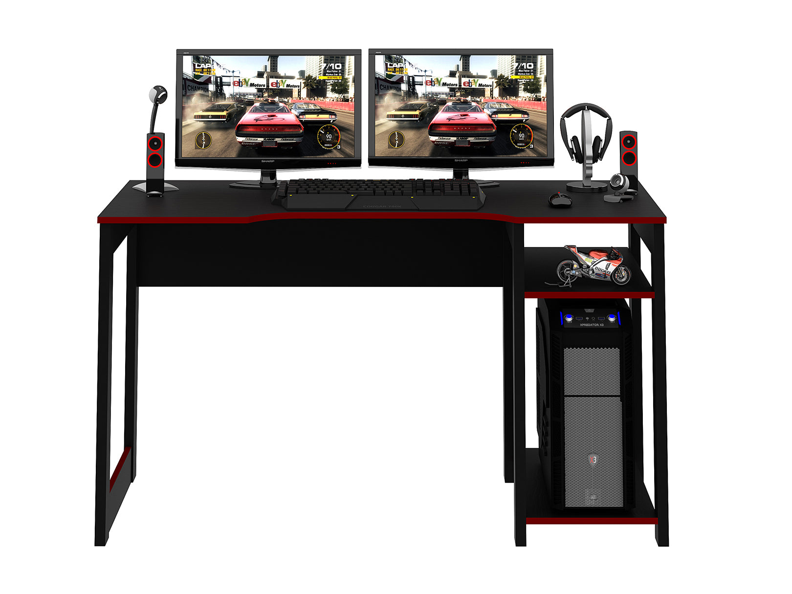 Mueble Escritorio/Mesa Gamer Negro/Rojo