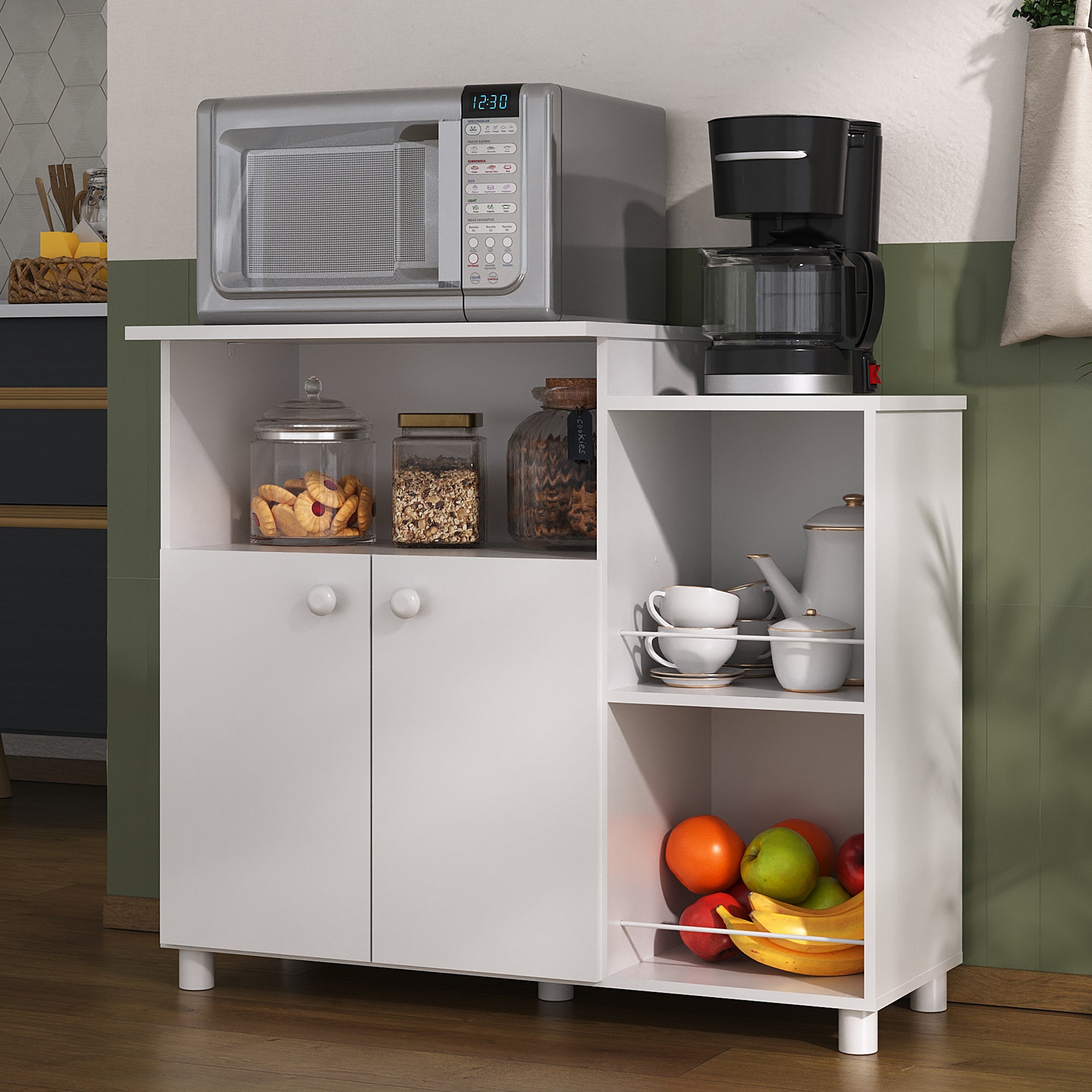 Mueble para Cocina Madik con puertas y estantes color blanco