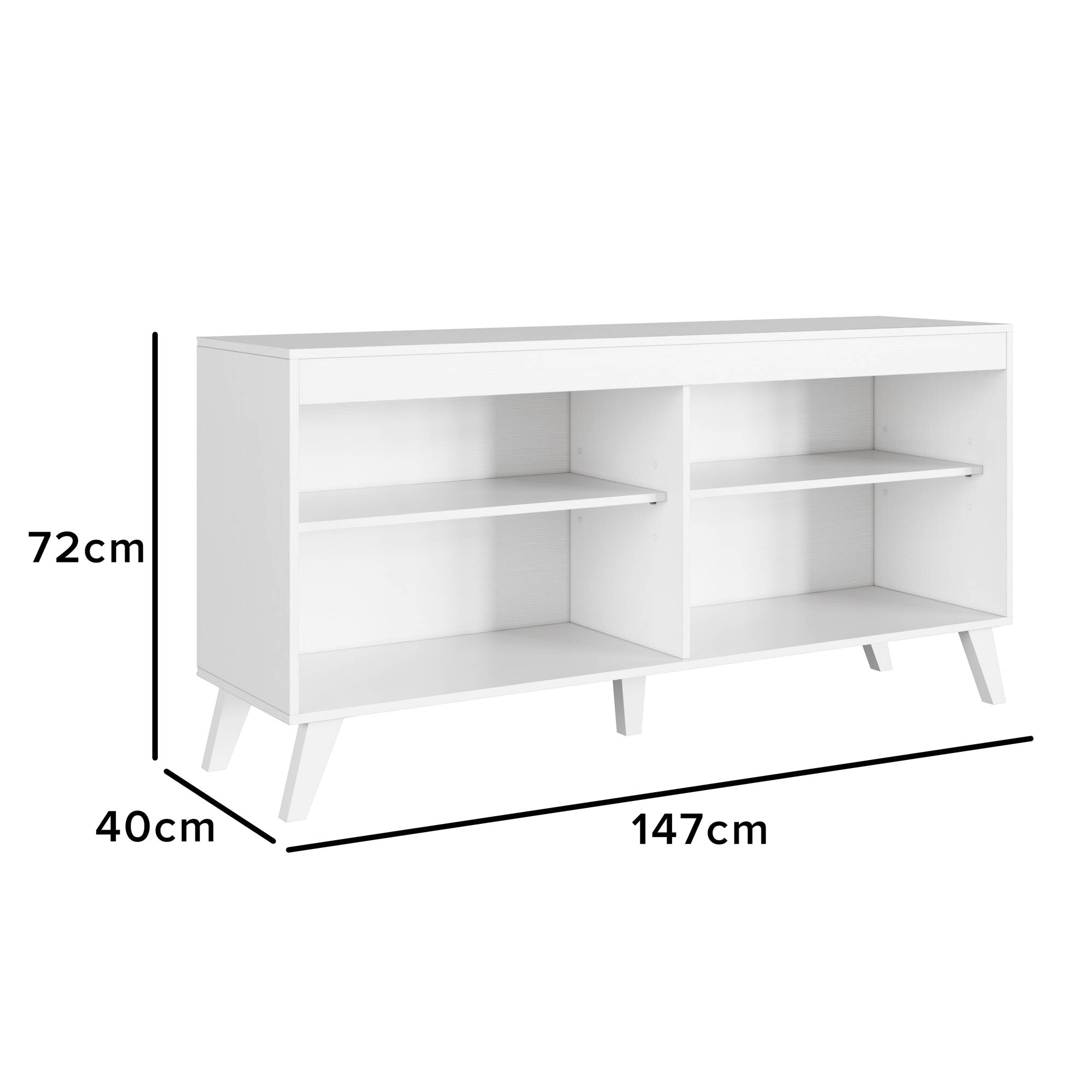 Mueble de Tv 55″ Madik con 4 nichos blanco 147x72x40cm