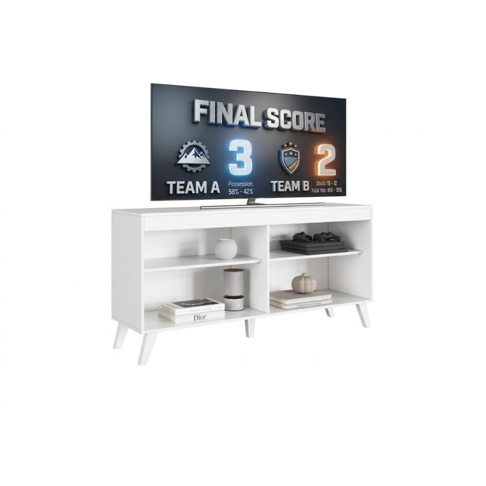 Mueble de Tv 55″ Madik con 4 nichos blanco 147x72x40cm