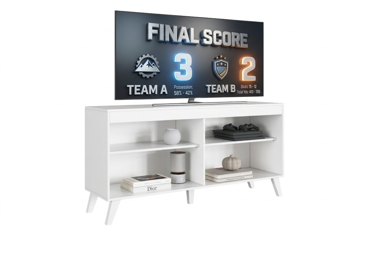 Mueble de Tv 55″ Madik con 4 nichos blanco 147x72x40cm