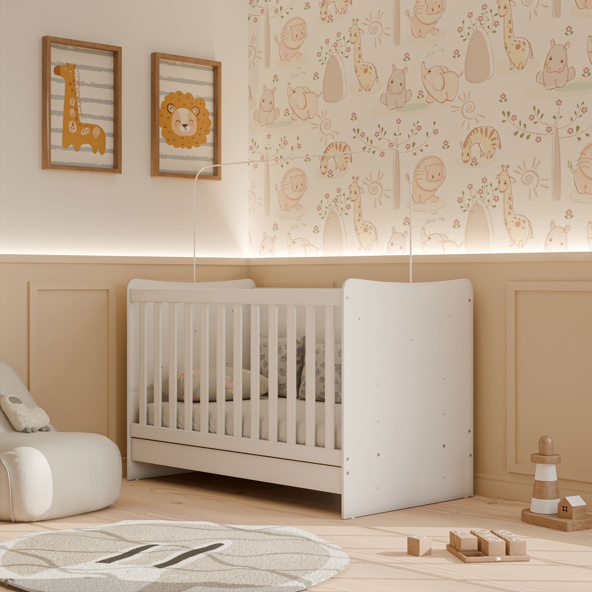 Cuna Multifuncional Madik Convertible 4 en 1 color blanco