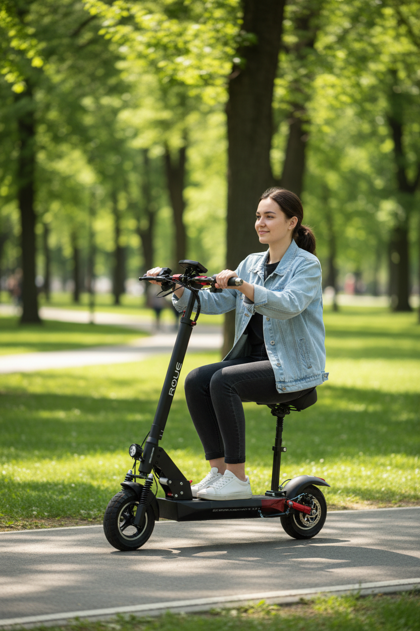 Scooter Eléctrico Roue Y2 1000W Plegable Con Asiento y LED Velocidad 55km/h