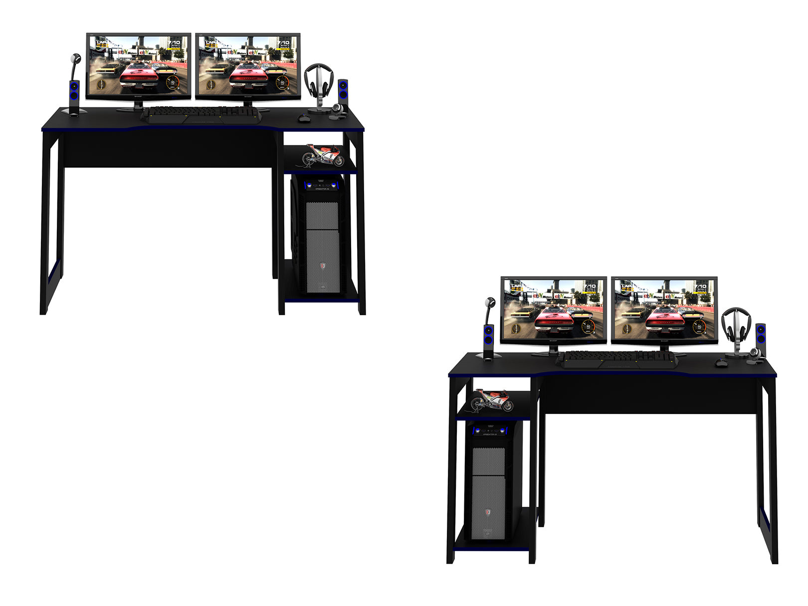 Mueble Escritorio/Mesa Gamer Negro/Azul