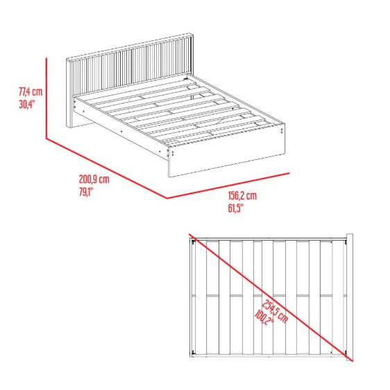 Base Cama Matrimonial MADIK Wandda Fresno Europeo y Roble Natural
