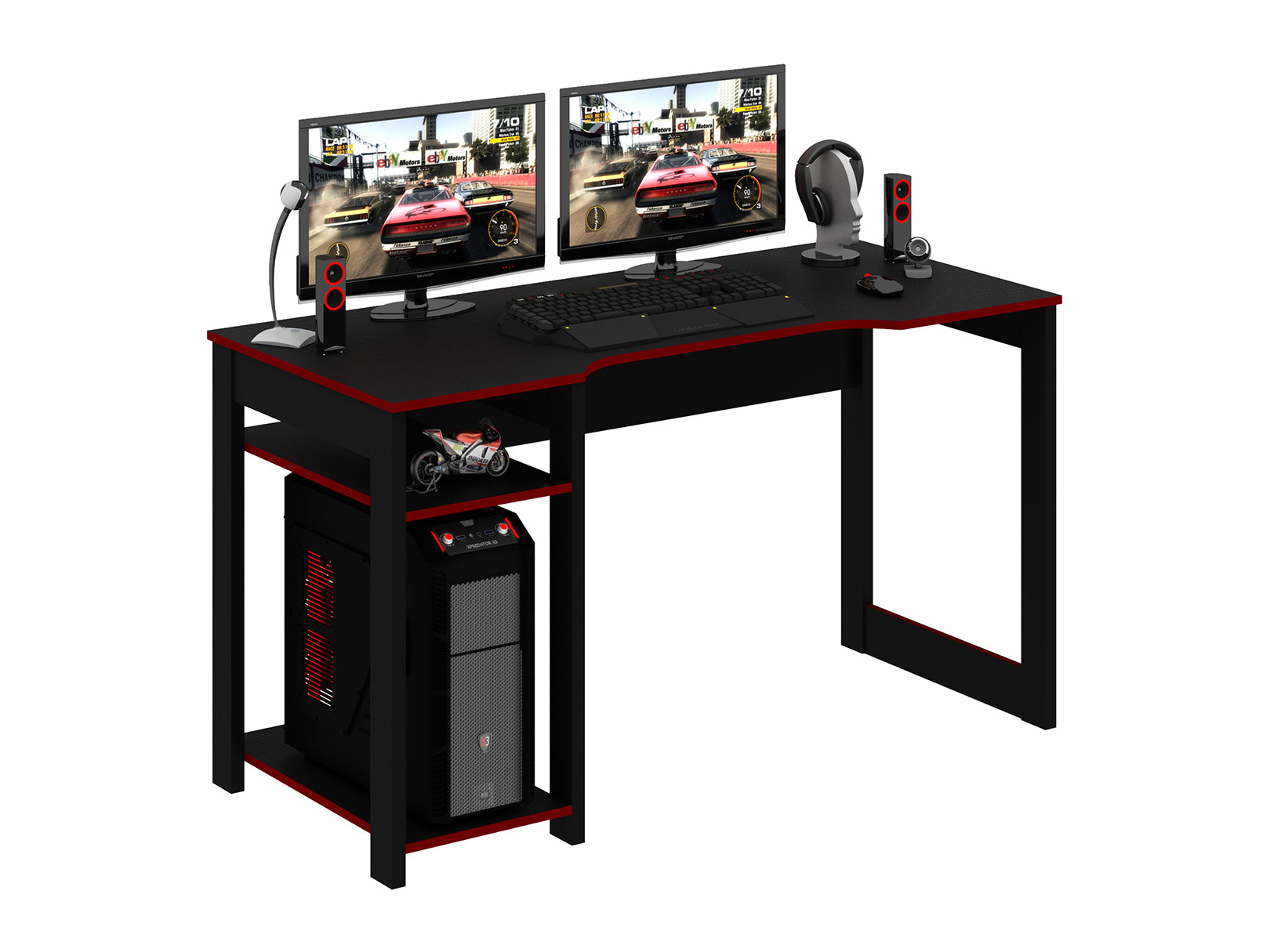 Mueble Escritorio/Mesa Gamer Negro/Rojo