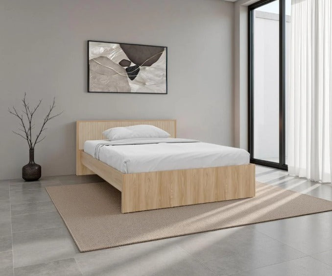 Base Cama Matrimonial MADIK Wandda Fresno Europeo y Roble Natural
