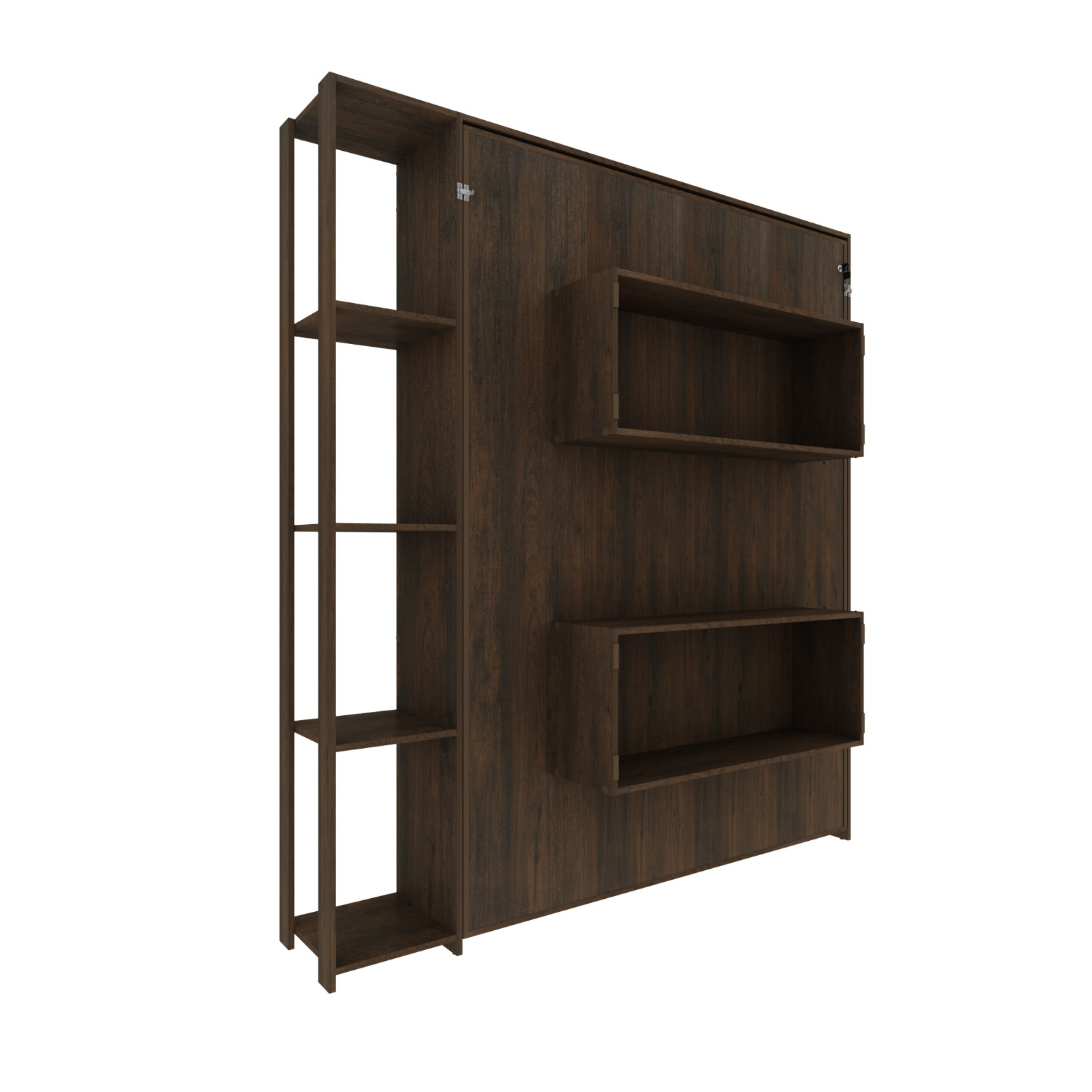 Base Matrimonial Abatible Madik con Estantes  Color Rustico