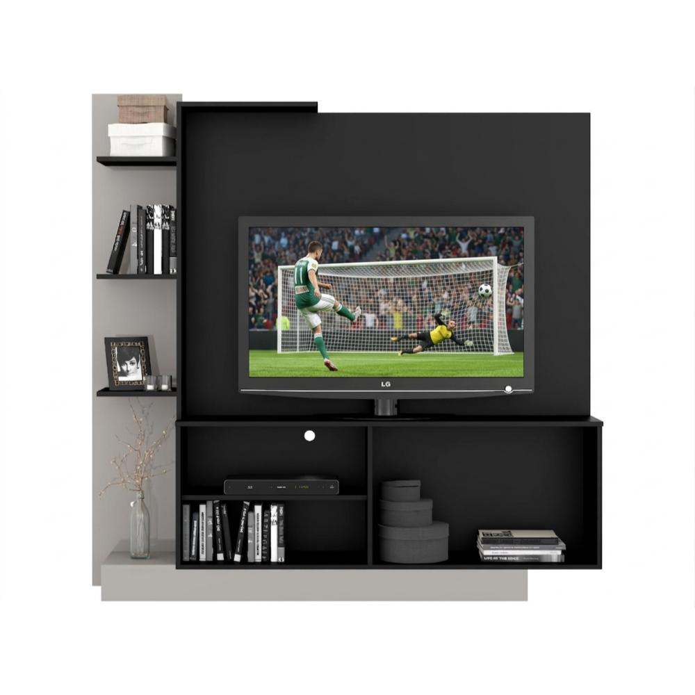 Mueble de Tv 55″ Madik con repisas y puertas color tabaco/blanco