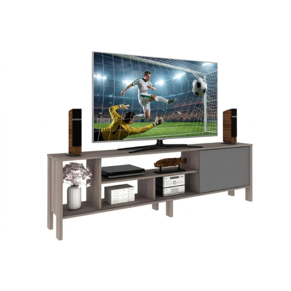 Mueble Para TV 65 Rack Moderno Con Puerta Corrediza Carvalho