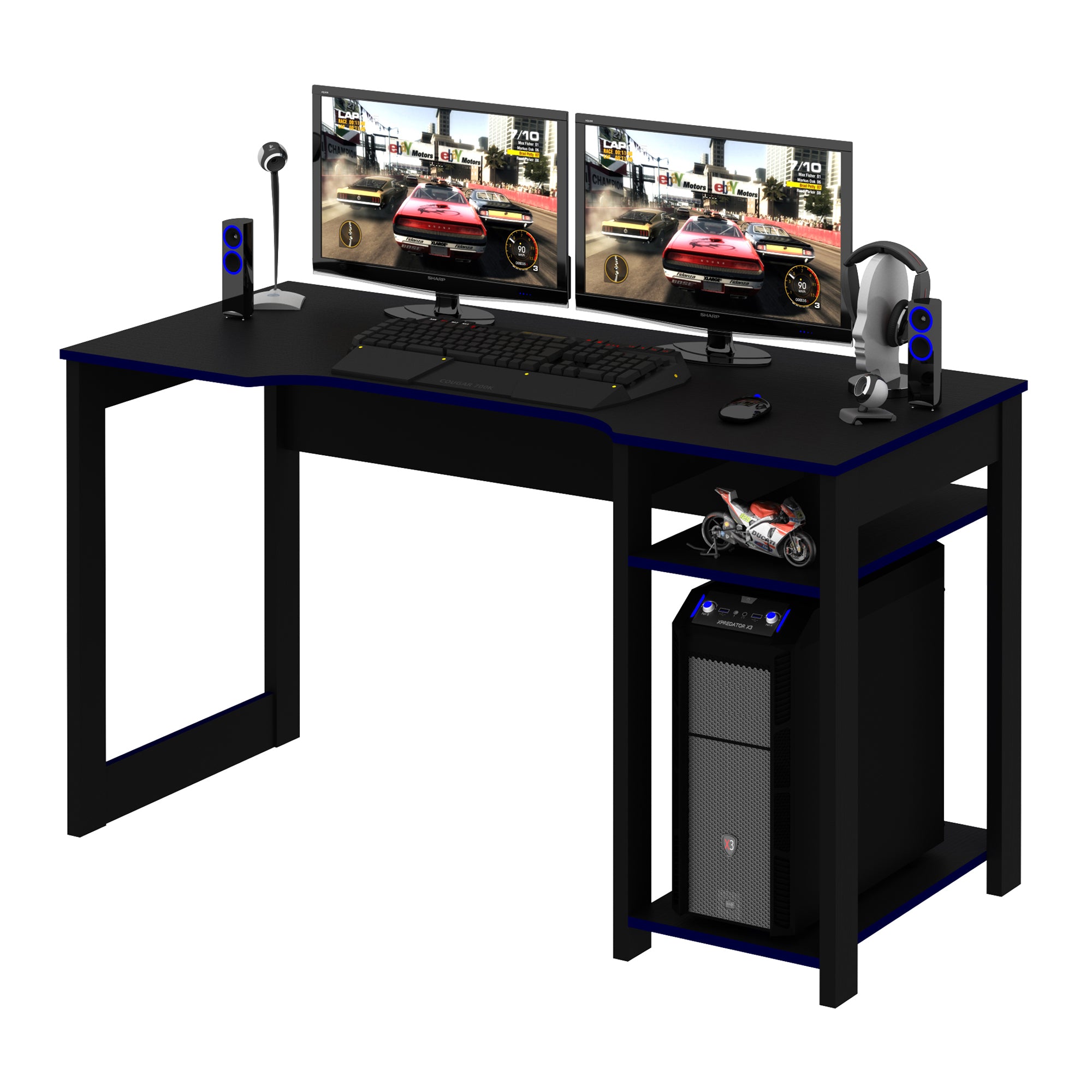 Mueble Escritorio/Mesa Gamer Negro/Azul