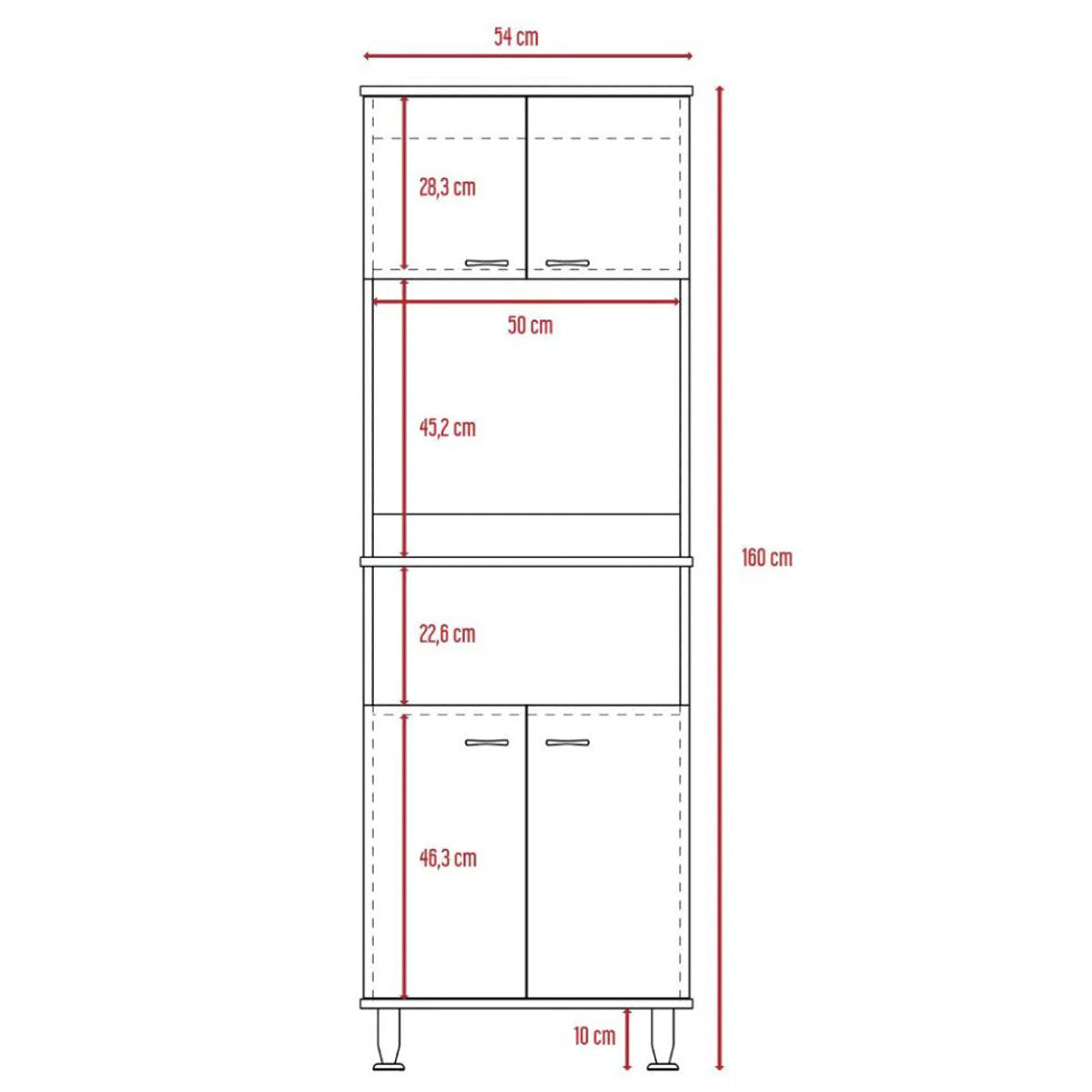 Mueble Alacena para Cocina Madik Blanco con 4 puertas y 4 estantes