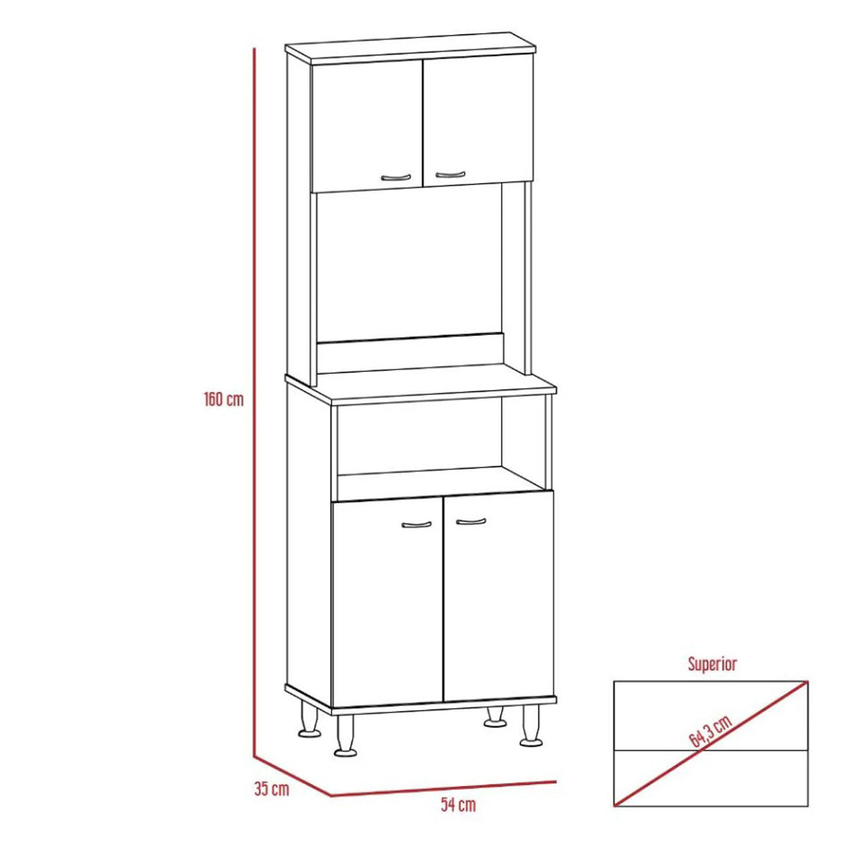 Mueble Alacena para Cocina Madik Blanco con 4 puertas y 4 estantes