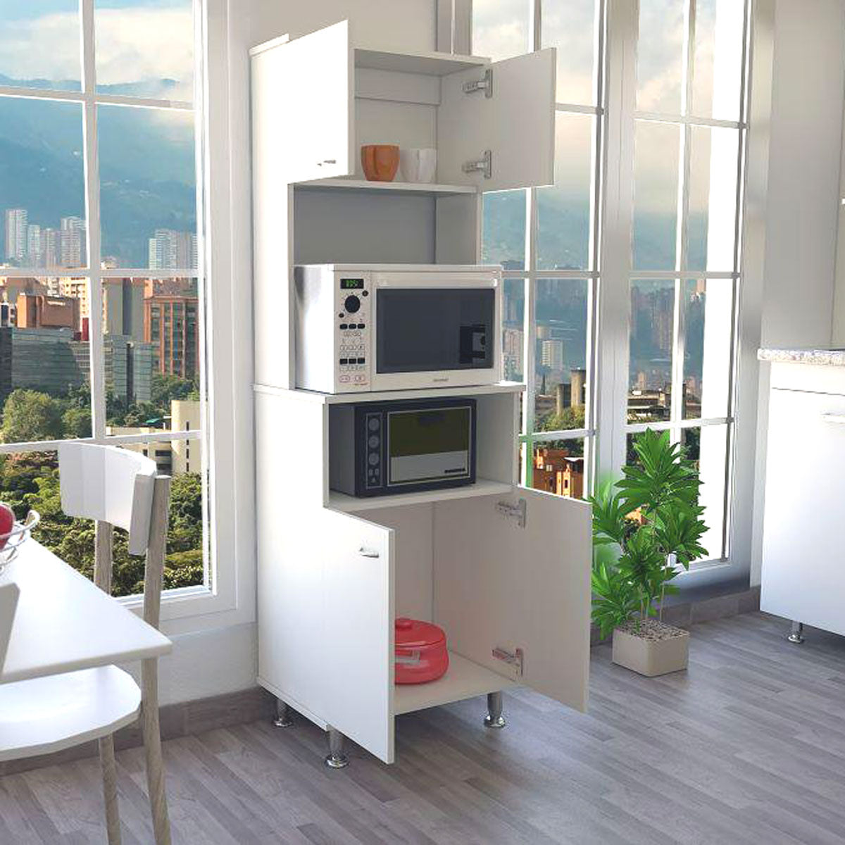 Mueble Alacena para Cocina Madik Blanco con 4 puertas y 4 estantes