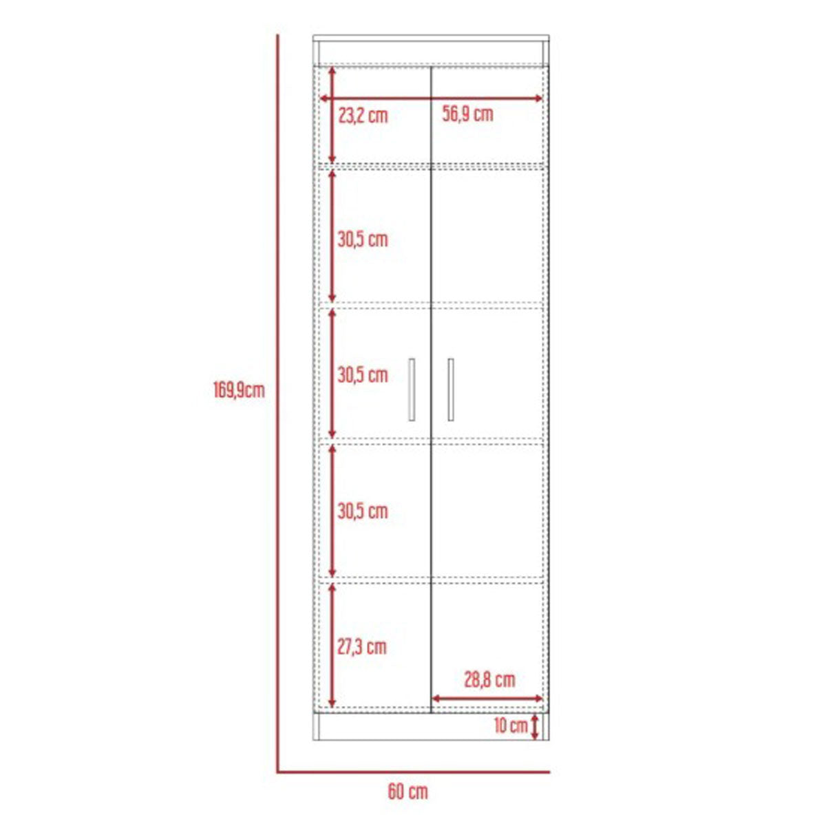Mueble Alacena Nepal, Wengue, con 5 Entrepaños y 2 Puertas Batientes
