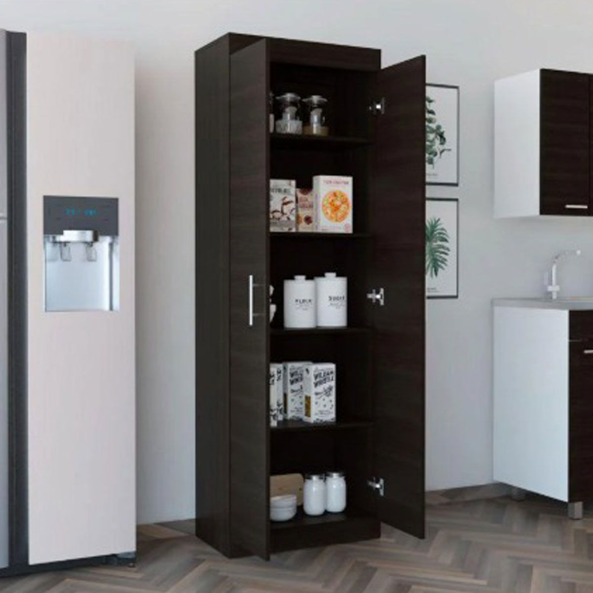 Mueble Alacena Nepal, Wengue, con 5 Entrepaños y 2 Puertas Batientes