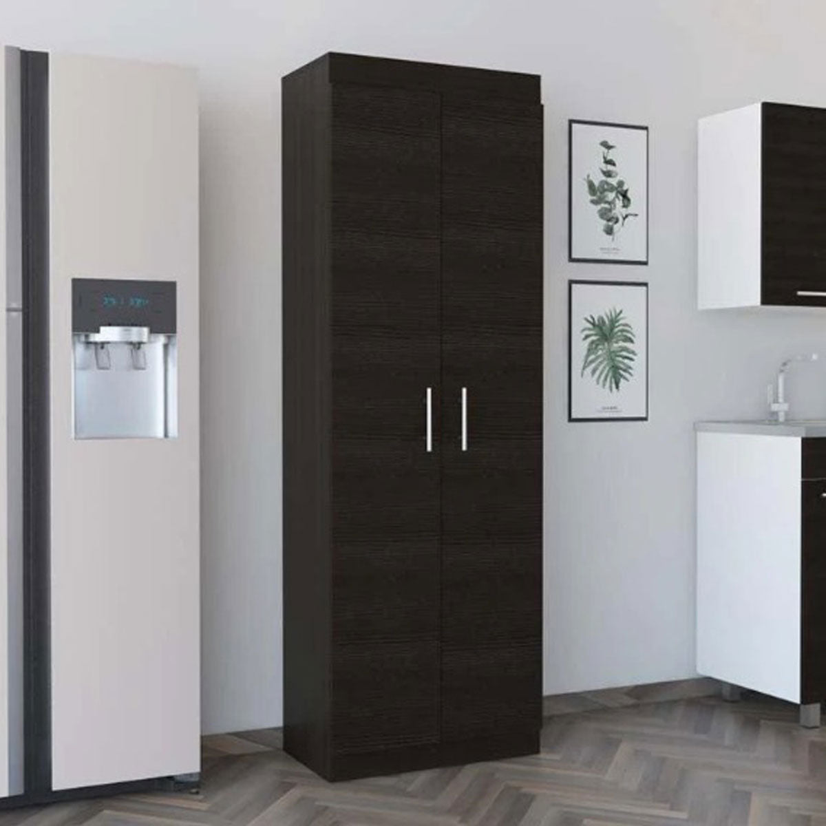 Mueble Alacena Nepal, Wengue, con 5 Entrepaños y 2 Puertas Batientes