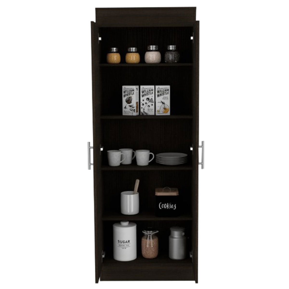Mueble Alacena Nepal, Wengue, con 5 Entrepaños y 2 Puertas Batientes