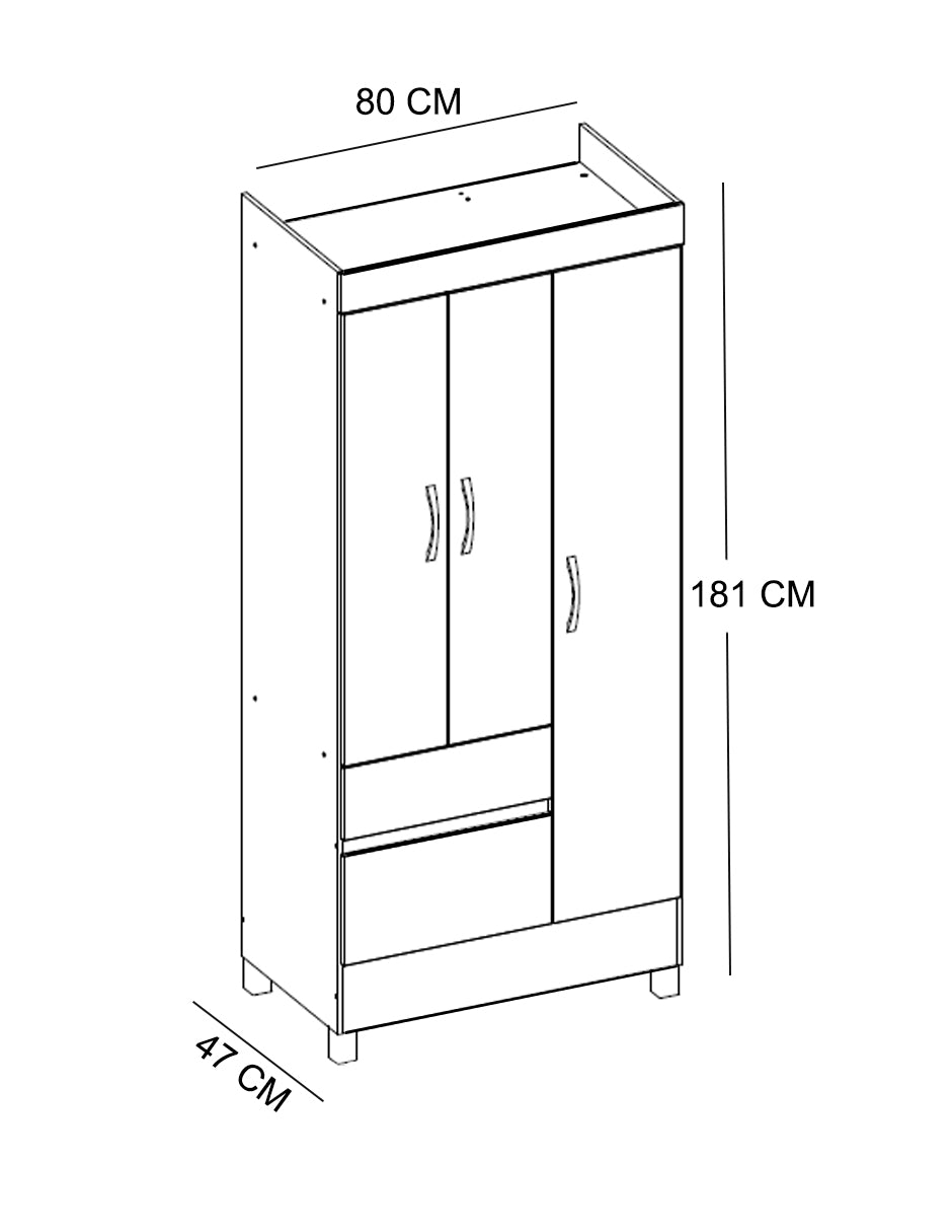 MUEBLE ROPERO 3 PUERTAS LINEA WIND MODELO 32860-105