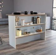 Barra de Cocina MADIK Blanco y Castaño con 2 Entrepaños