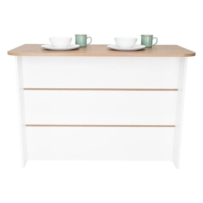 Barra de Cocina MADIK Blanco y Castaño con 2 Entrepaños