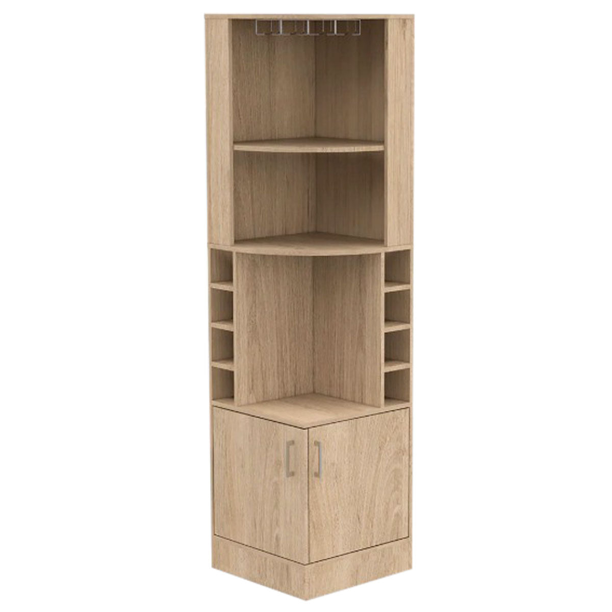 Mueble Bar Esquinero MADIK con Espacio Porta Copas Color Beige
