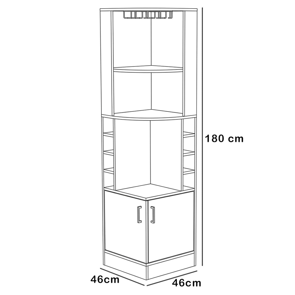 Mueble Bar Esquinero MADIK con Espacio Porta Copas Color Beige