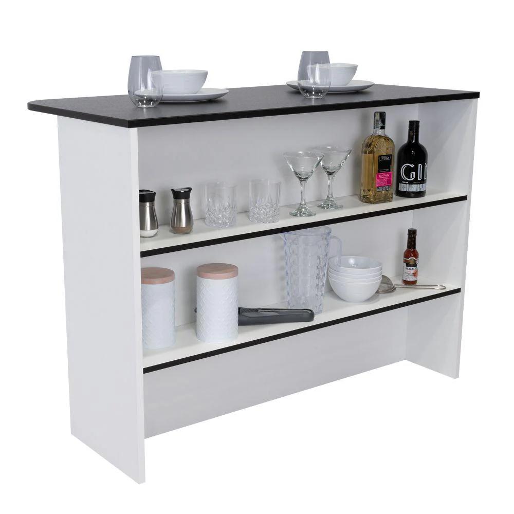 Madik Barra de Cocina Moderna – Isla de Cocina con 2 Entrepaños 120 x 90 x 60 cm