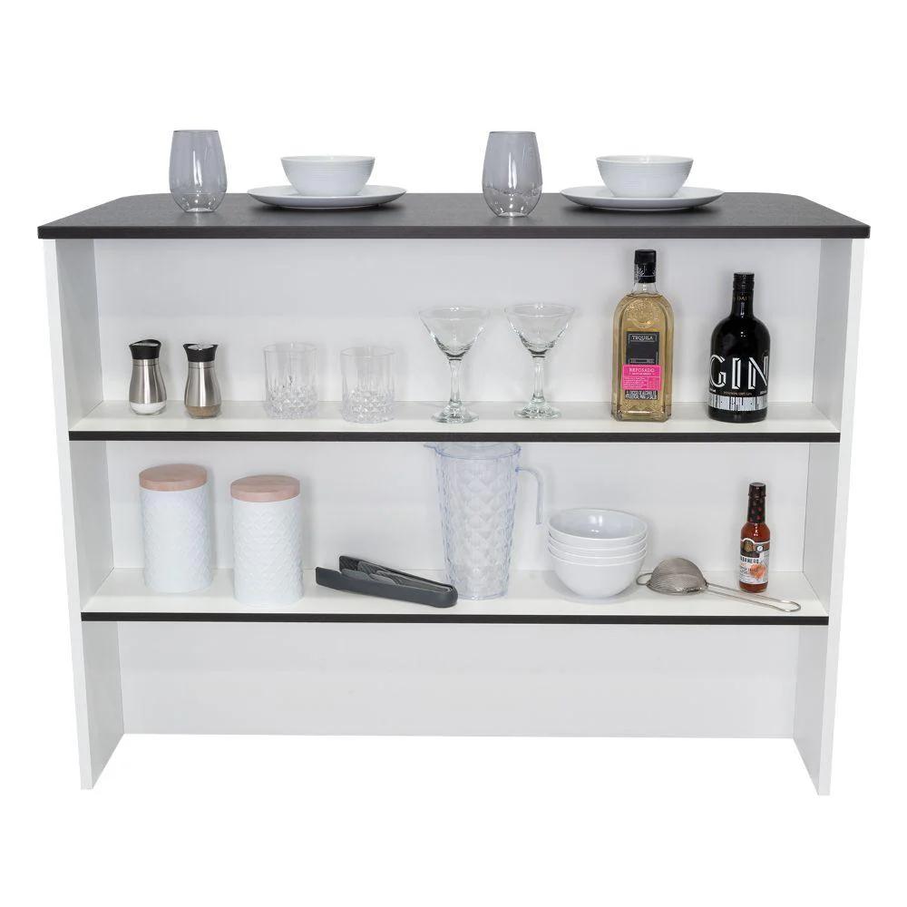Madik Barra de Cocina Moderna – Isla de Cocina con 2 Entrepaños 120 x 90 x 60 cm
