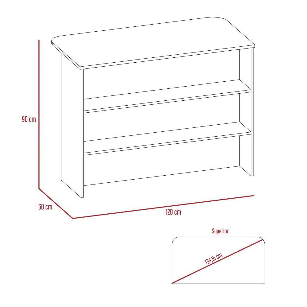 Madik Barra de Cocina Moderna – Isla de Cocina con 2 Entrepaños 120 x 90 x 60 cm