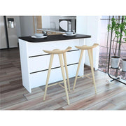 Madik Barra de Cocina Moderna – Isla de Cocina con 2 Entrepaños 120 x 90 x 60 cm