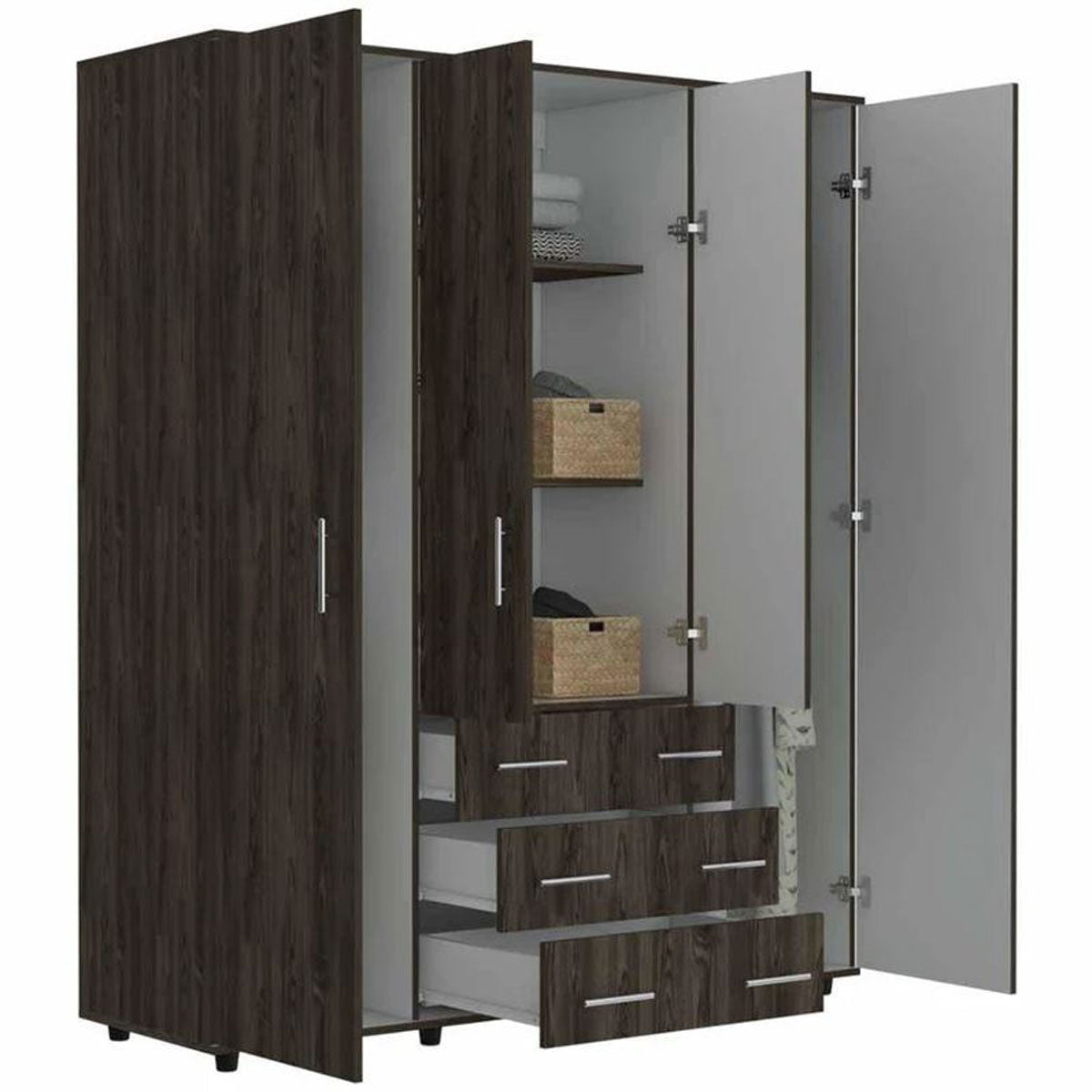 Closet Fontana Madik color Chocolate/Blanco con 4 Tubos Para Colgar Ropa