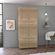 Closet Carlota Madik Café Claro/Blanco, con 1 Tubo y 3 Entrepaños