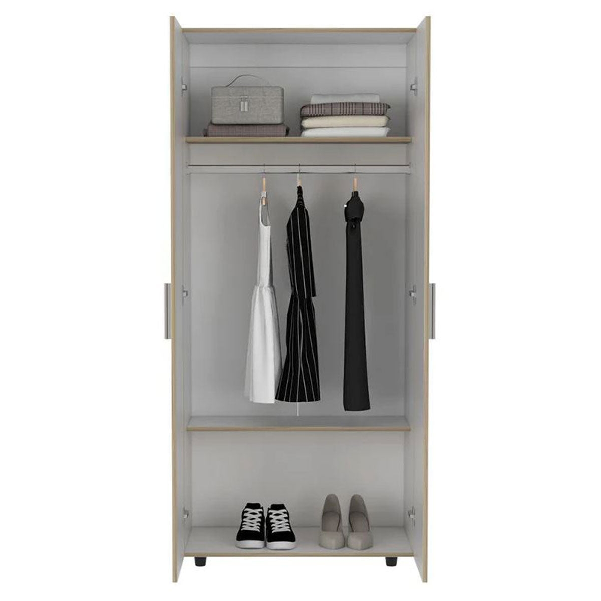 Closet Carlota Madik Café Claro/Blanco, con 1 Tubo y 3 Entrepaños