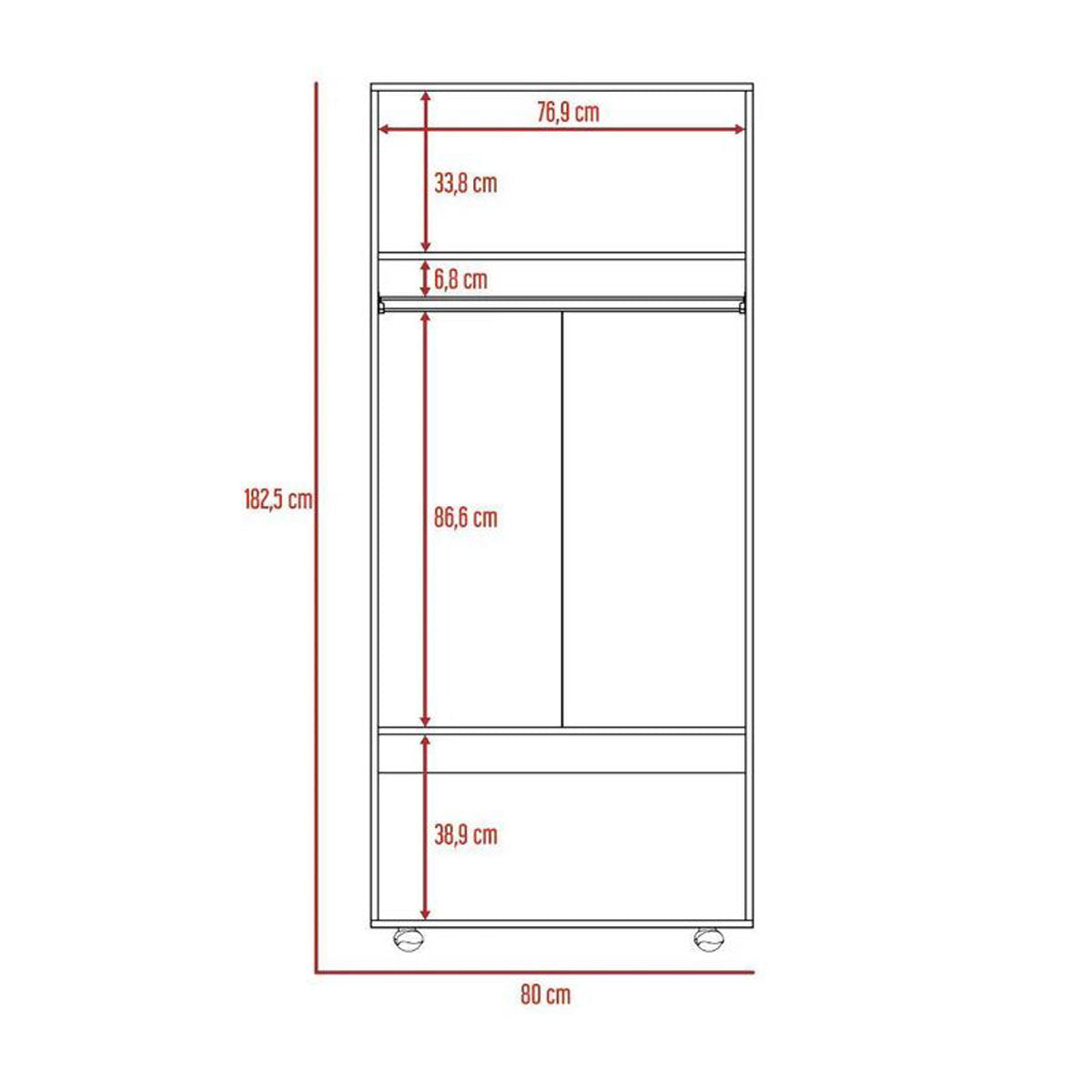Closet Carlota Madik Café Claro/Blanco, con 1 Tubo y 3 Entrepaños