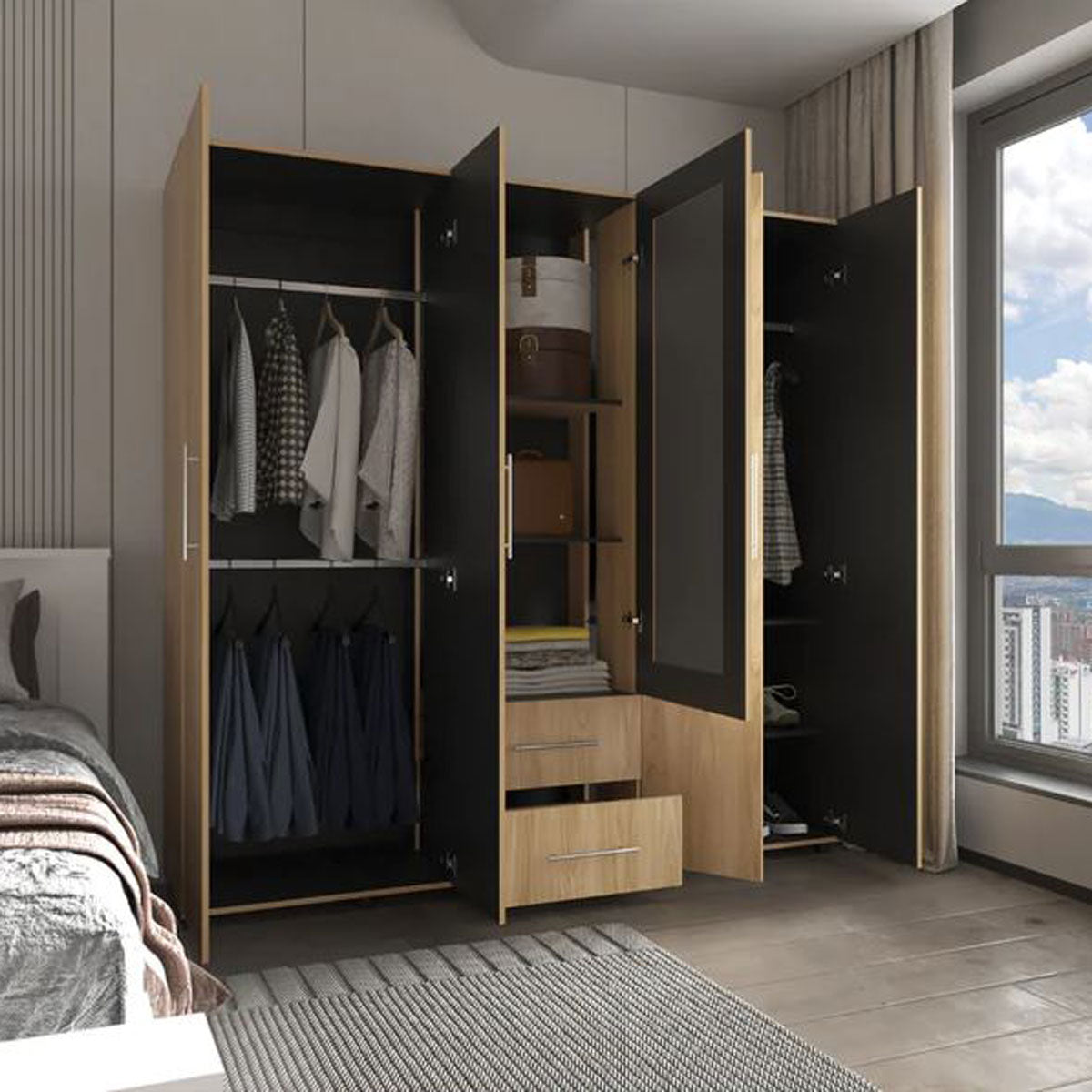 Closet Grays Madik Fresno Europeo y Wengue, puerta con Espejo