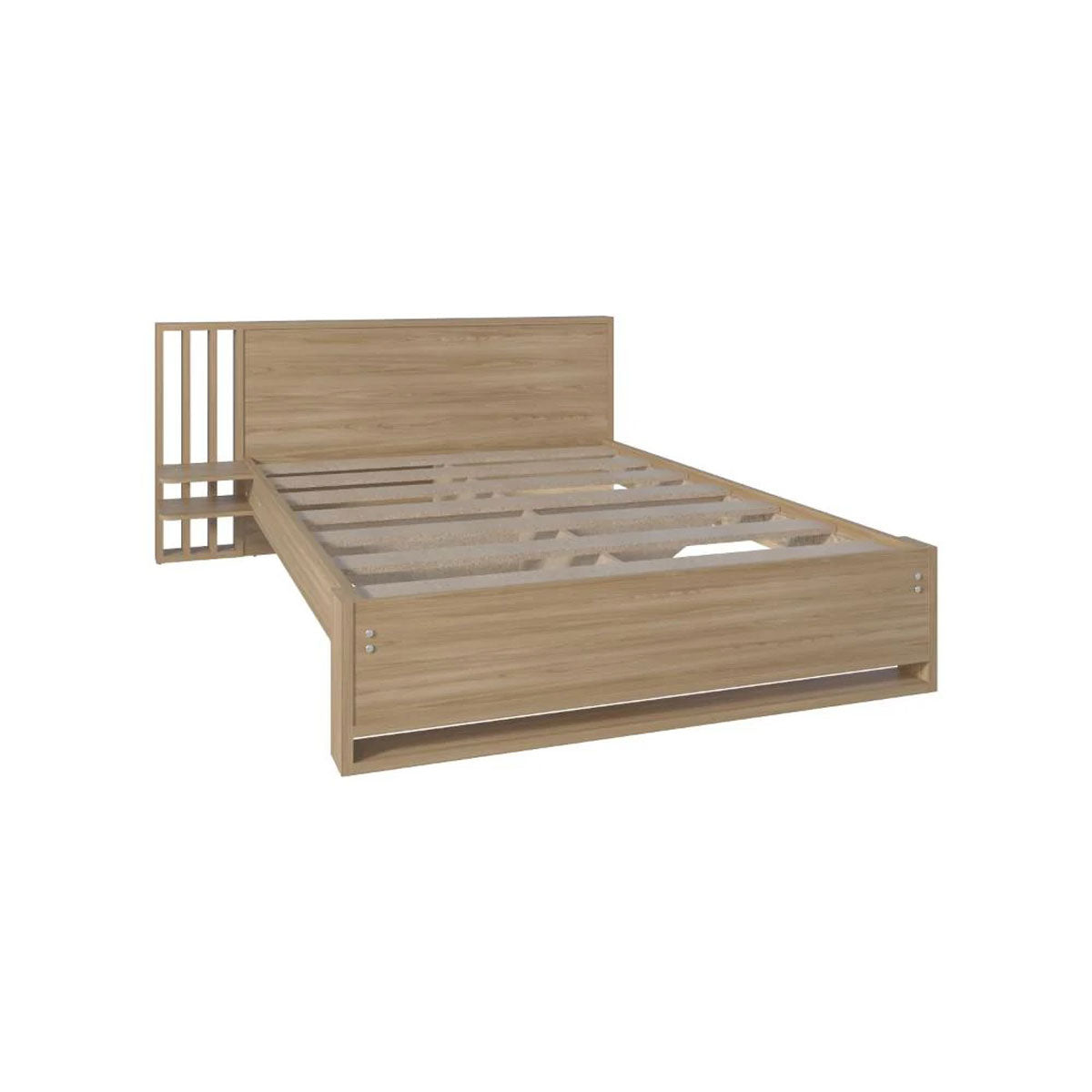 Base Cama Matrimonial MADIK con cabecera y repisas laterales