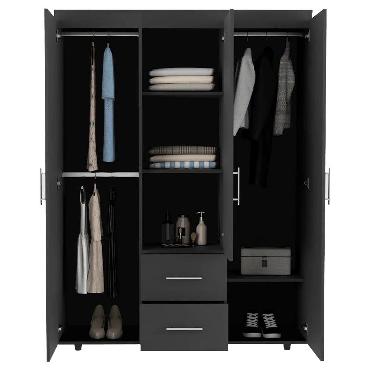 Closet Mercury Wengue Madik Dos Cajones y Dos Tubos Cromados