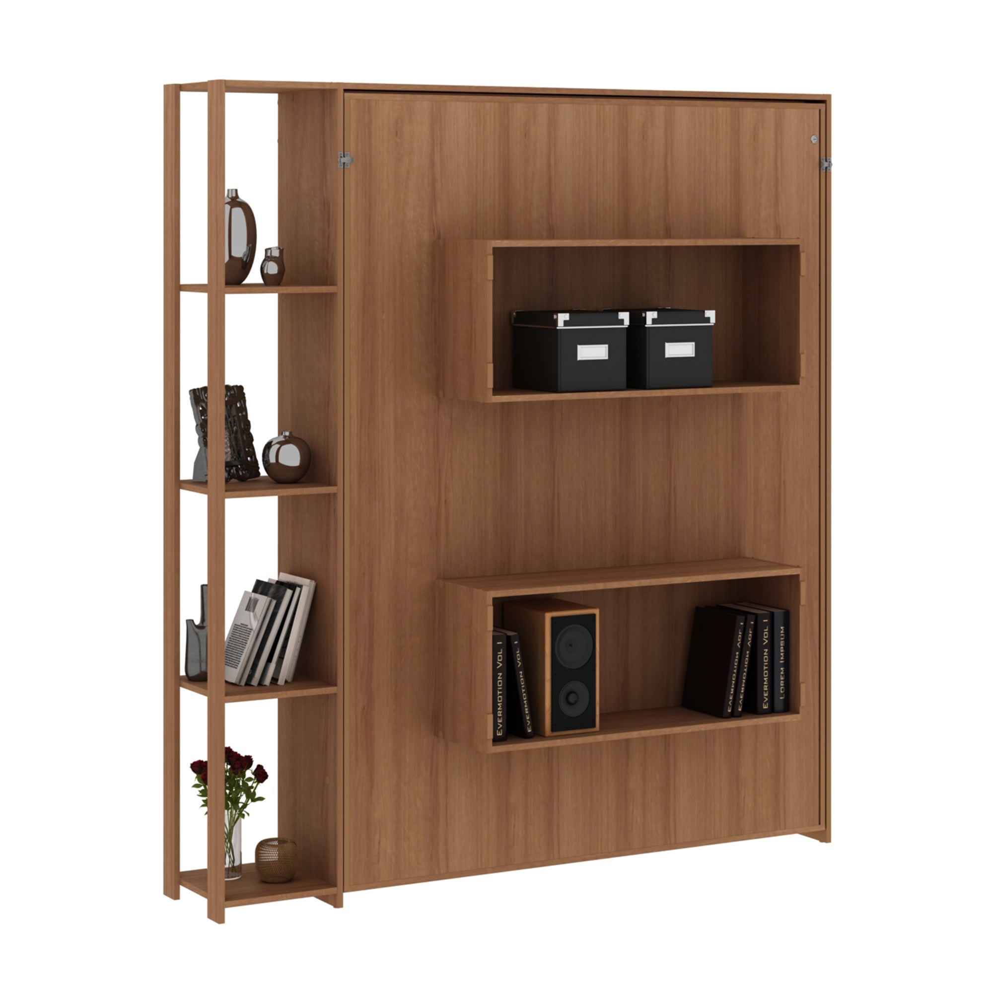 Base De Cama Matrimonial Abatible Con Estantes Almond