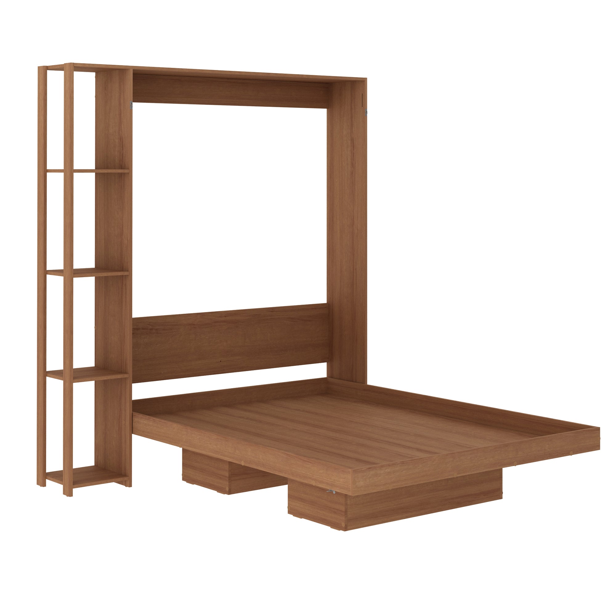 Base De Cama Matrimonial Abatible Con Estantes Almond
