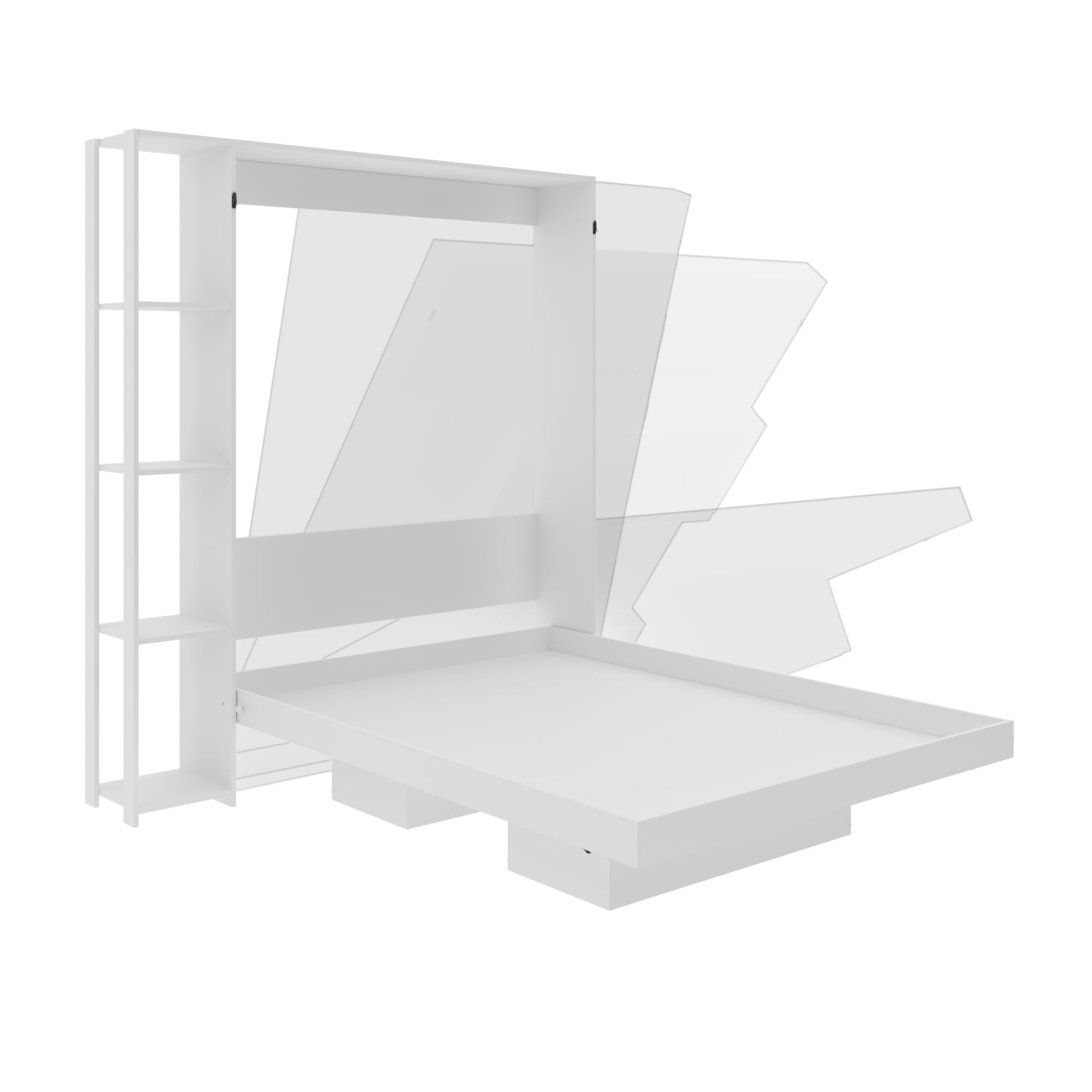 Base De Cama Matrimonial Abatible Con Estantes Blanco
