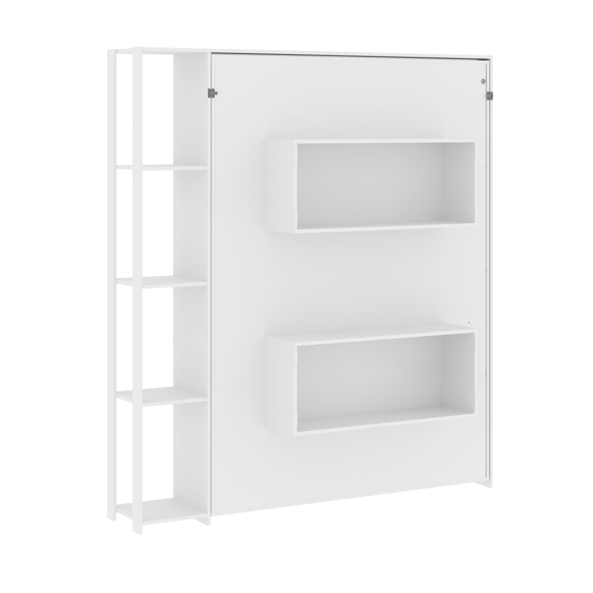 Base De Cama Matrimonial Abatible Con Estantes Blanco