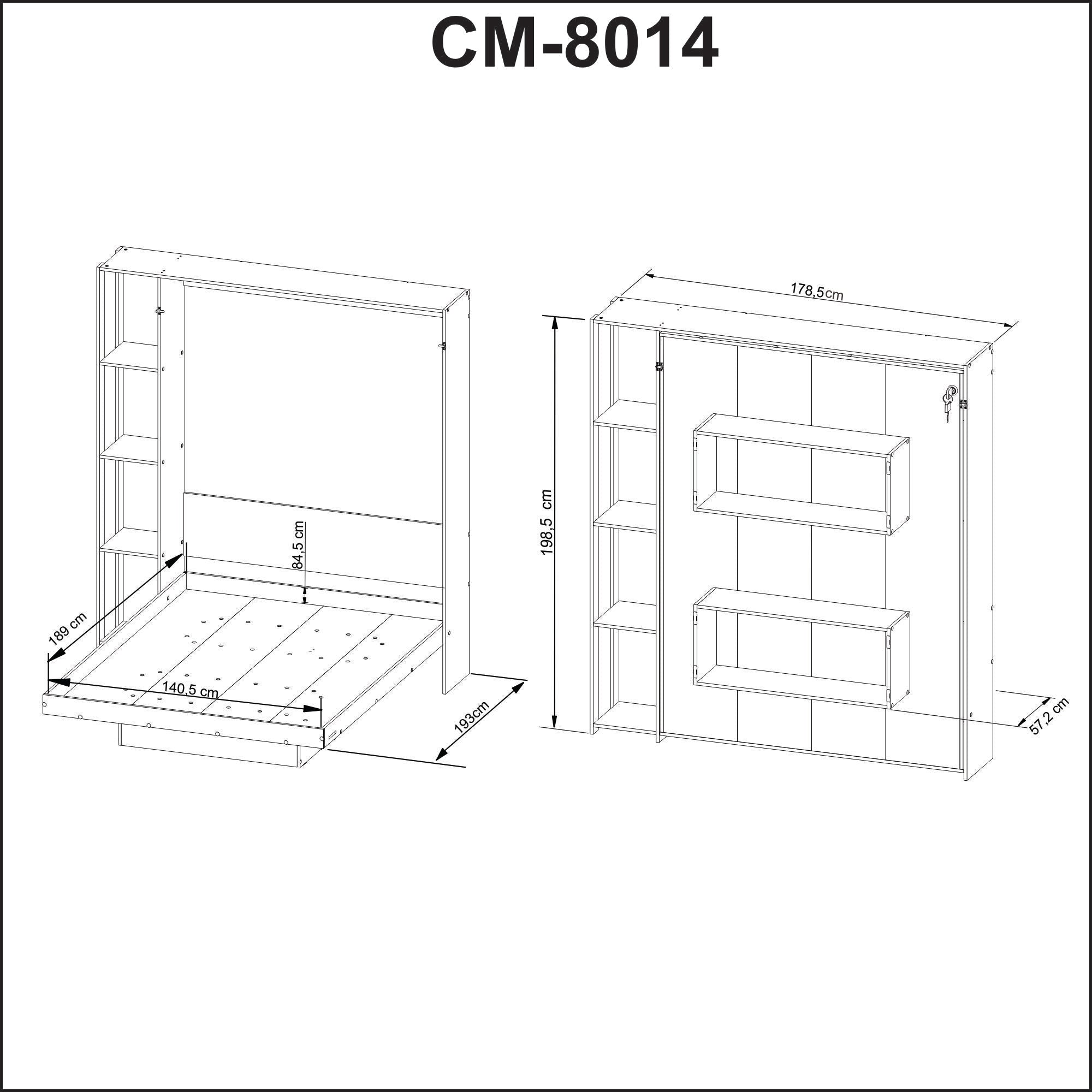 Base De Cama Matrimonial Abatible Con Estantes Blanco