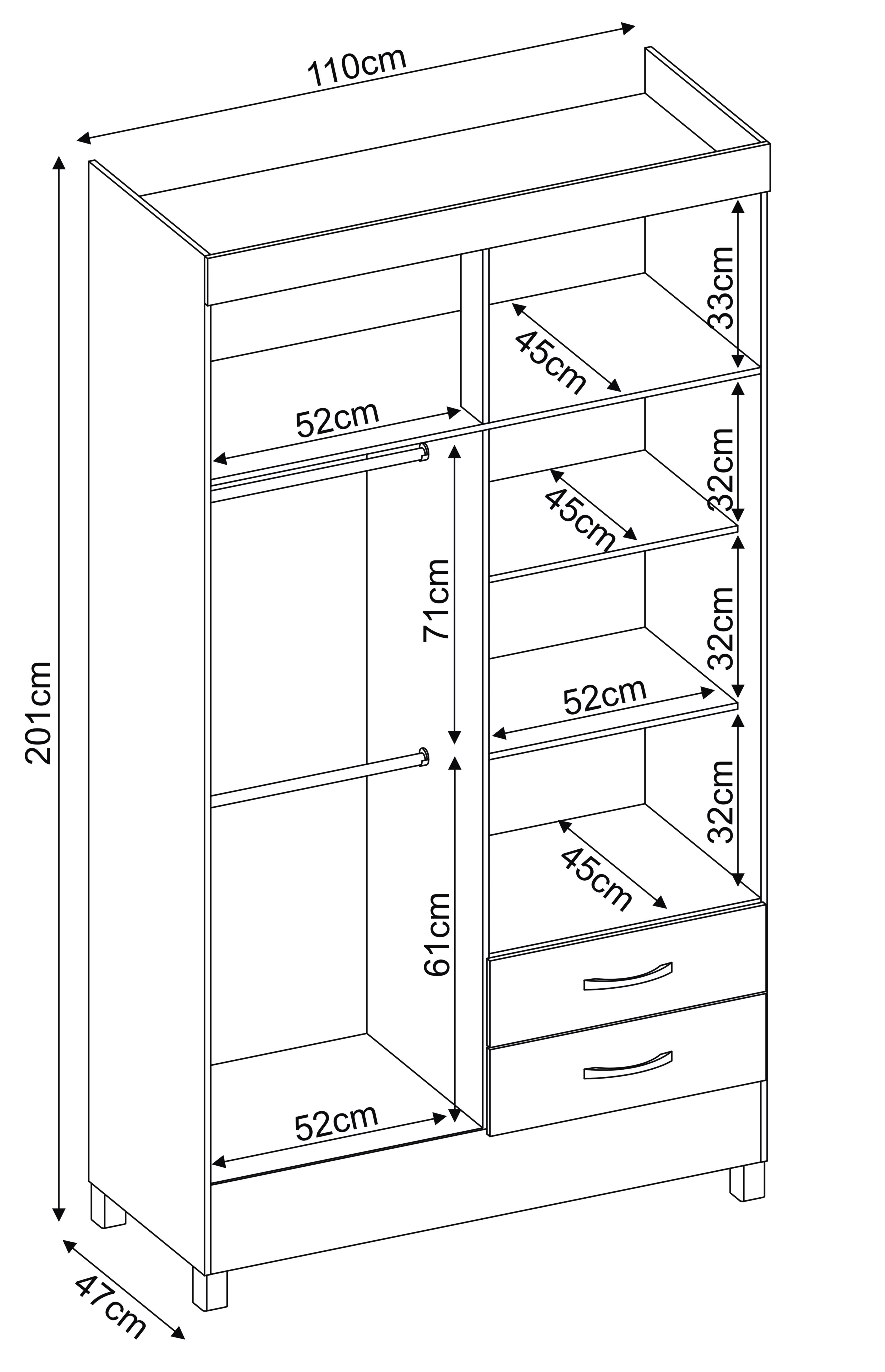 Mueble Tipo Ropero Madik 42860-140 4 Puertas color almendra
