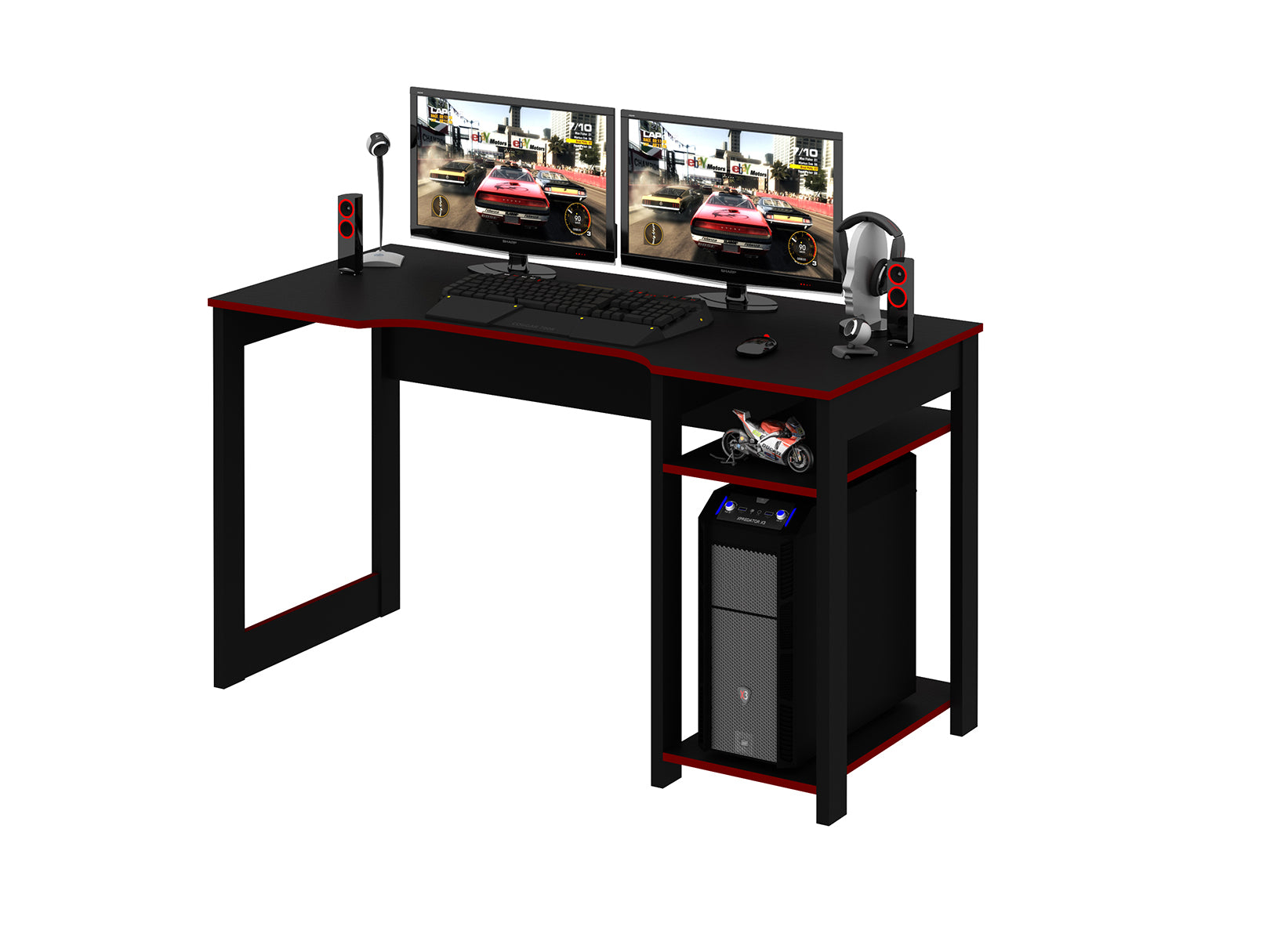 Mueble Escritorio/Mesa Gamer Negro/Rojo