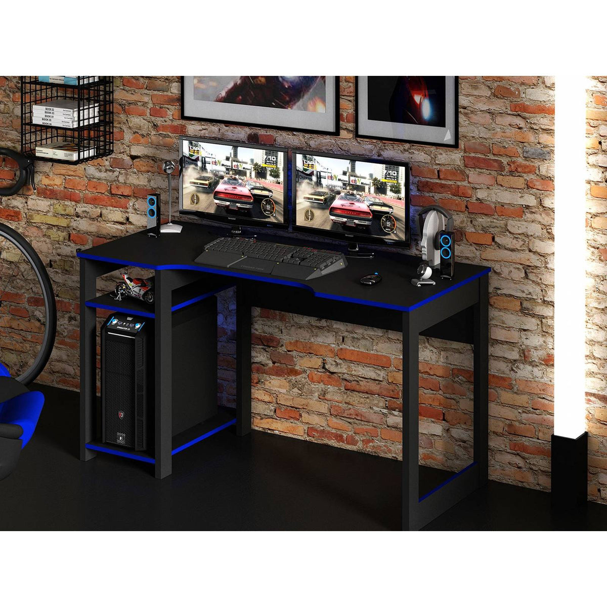 Mueble Escritorio Mesa Gamer Negro Azul ME41520002