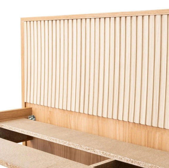 Base Cama Matrimonial MADIK Wandda Fresno Europeo y Roble Natural