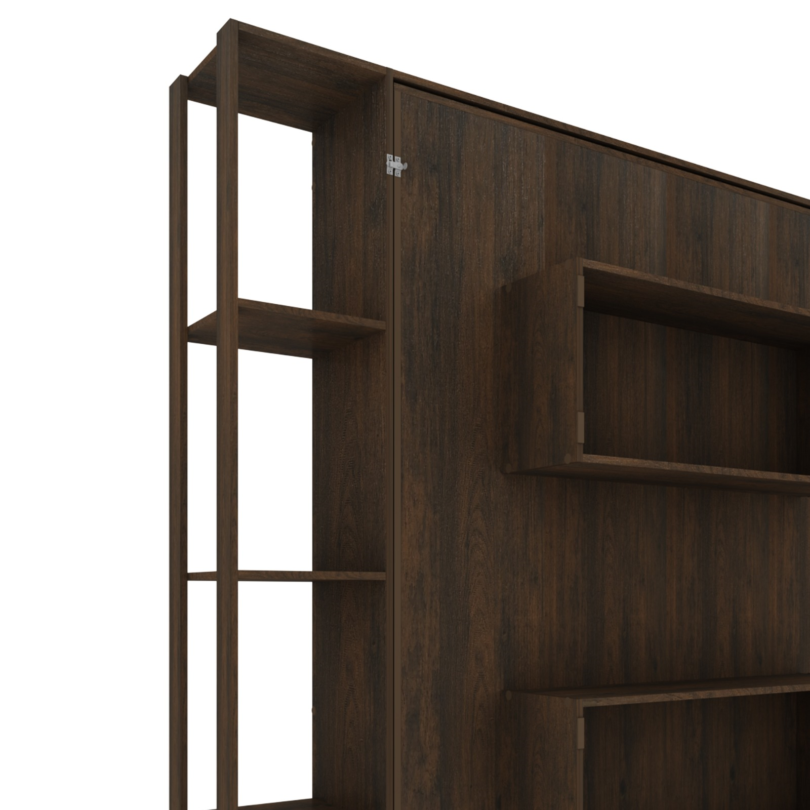 Base Matrimonial Abatible Madik con Estantes  Color Rustico